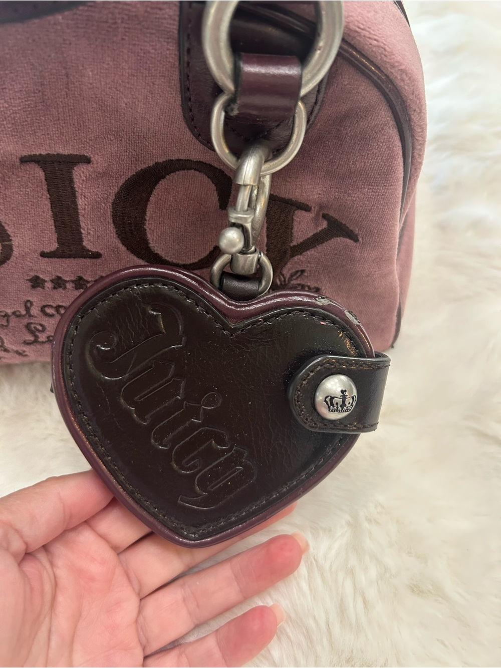 Y2K Vintage 2009 Juicy Couture Purple Velour Bowler Bag Regal Couture Party - Picture 4 of 16